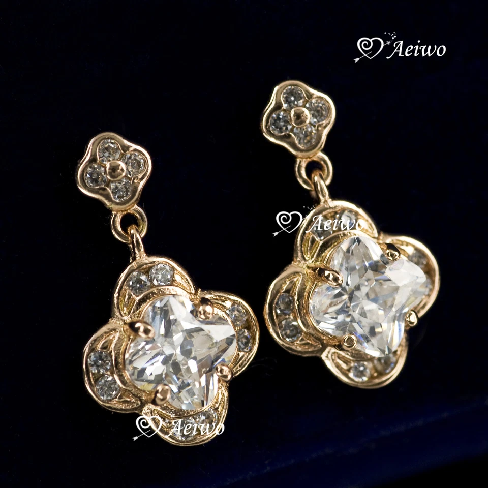 18K ROSE GOLD GF CLEAR CRYSTAL ELEGANT SPARKLING WEDDING WOMENS STUD EARRINGS Foto 2 de 2