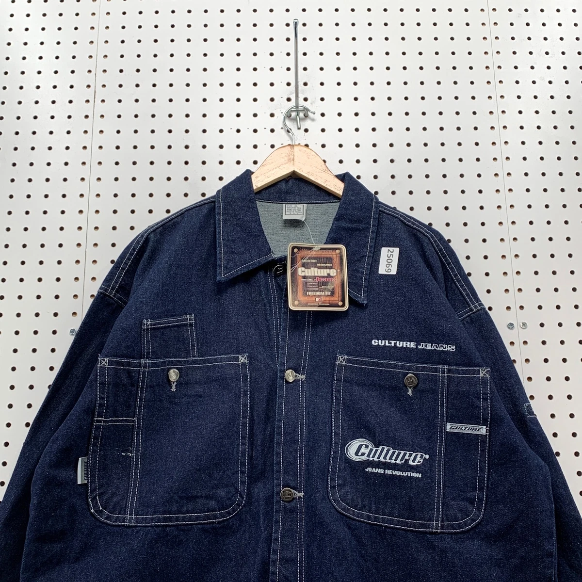 NEW Culture Denim Jacket Mens XL Jean Button Jacket Blue Deadstock NWT 27.5x34