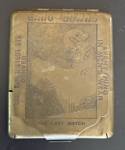 Vintage Gano-Downs Colorado Men's Clothier Advertising Western Cowboy Match Safe