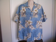 Mens Vtg USA Made Hawaiian Shirt by Pacific Legend Sz XL Blue Floral Cotton