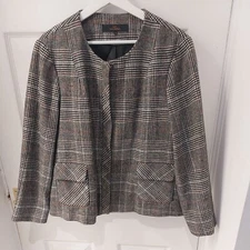 Next Tailoring Zip Through smart Check dogtooth Jacket UK 18