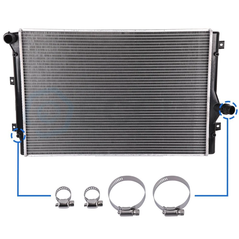 Radiator For 2006 2007 2008 2009-2013 Seat Leon with Universal Hose Clamps Kit - Image 2 of 4