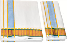 White Cotton Dhoti Men Cotton Dhoti Traditional Men Dhoti, Dhoti Towel Set