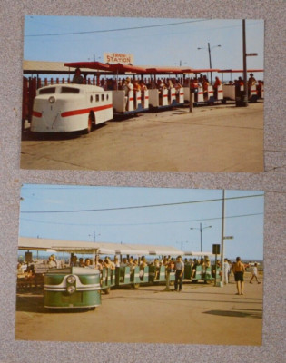 2 OCEAN CITY MD BOARDWALK TRAIN POST CARDS MARYLAND