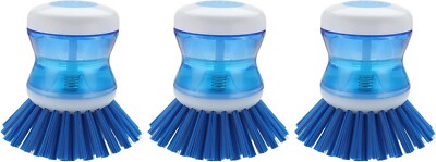 3 Geschirrbürste mit Seifenspender für Geschirr Topfpfanne Küchenspüle Schrubben, blau
