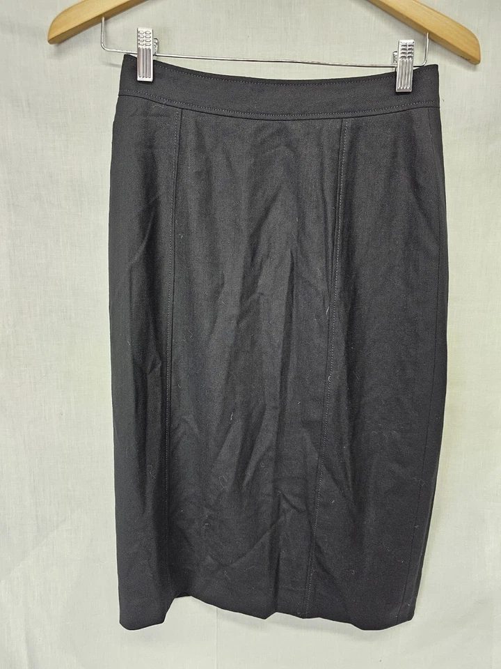 Falda Carolina Herrera Talla 2 Lápiz Midi Lana Negra Sólida