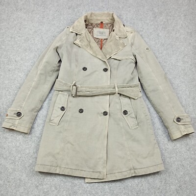 Camel Active Women's Size S (EU 36) Cotton Trench Coat Long Jacket Grey  Small