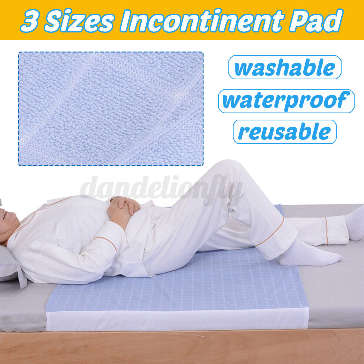 Washable Underpad 3 Sizes Cotton Bed Mattress Adult Incontinence Protecto Max 76% Max 63% OFF OFF Pad