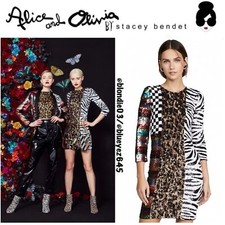 Alice + Olivia Jae Sequin Keyhole Black Mini Dress 0