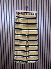 The Great 3 / US Large Womens Yellow Cropped Pull On Striped Multi Colored Silk