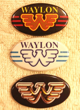 Waylon Jennings PIN BUTTON LOT 3 Oval Outlaw Country Logo Rare Willie Nelson