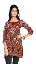 Red 3/4 sleeve Indian Printed Kurti Tunic Women Kurta