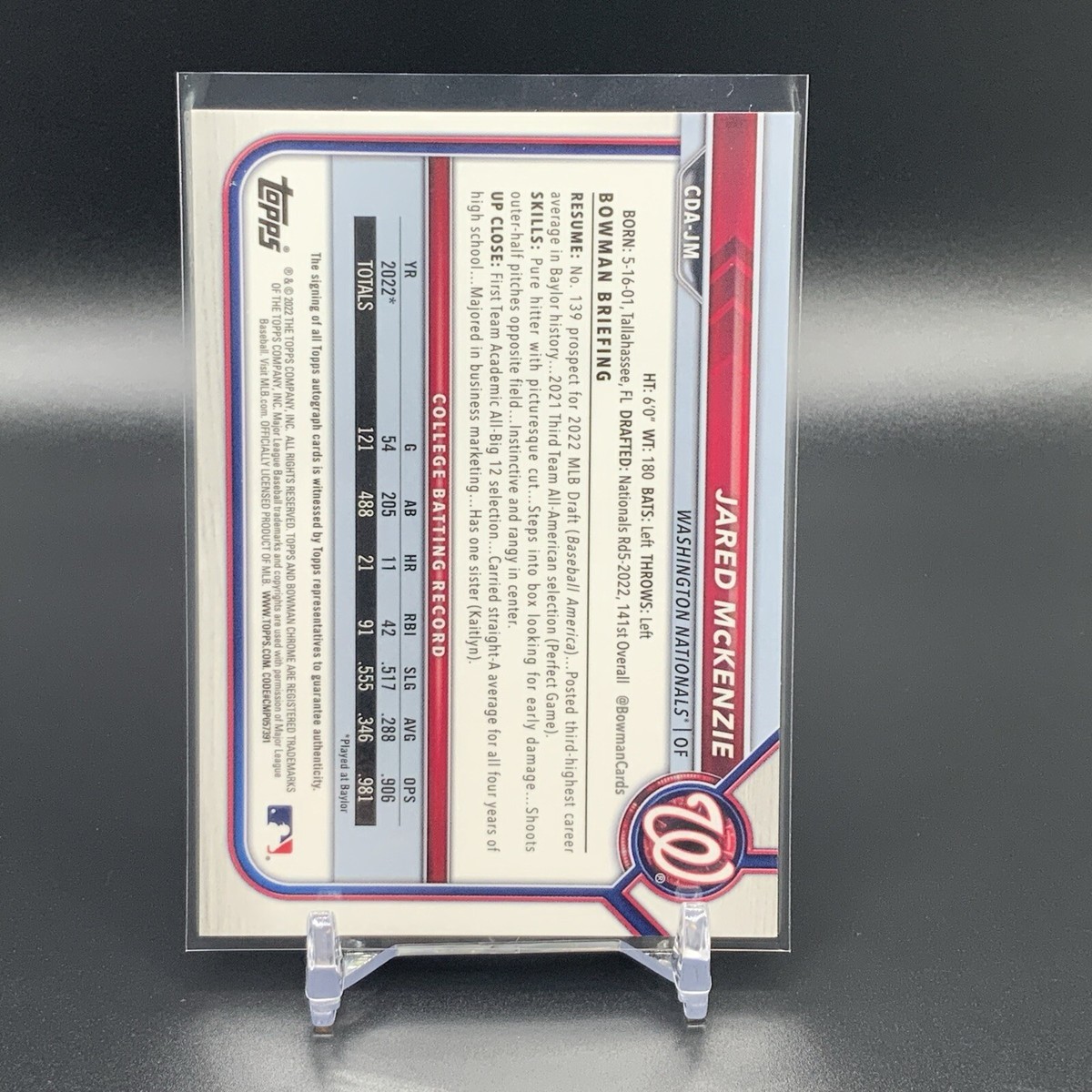 2023 Bowman Chrome Draft Jared McKenzie 1st Auto TTC990 | eBay