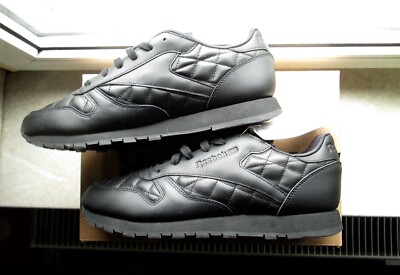 REEBOK CLASSIC LEATHER TRAINER QUILTED GESTEPPT BLACK SCHWARZ 42, 8, 10,5 NEU