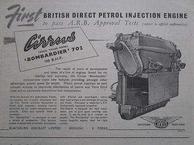 11/1948 PUB BLACKBURN AIRCRAFT CIRRUS BOMBER ENGINE ENGINE ORIGINAL ANZEIGE