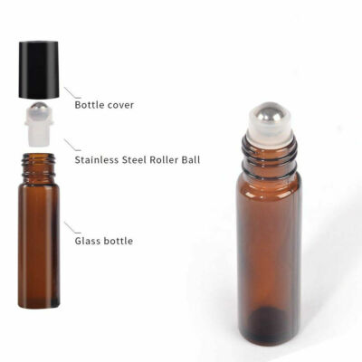 10 Stück 10 ml Bernstein Roll On Glas Roller Ball Flasche für Parfümen Ätherisches Öl