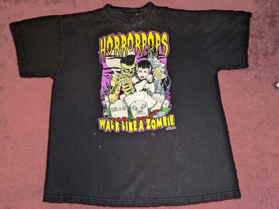 Vintage Horror Pops Walk Like A Zombie Rock band skeleton T Shirt Cotton