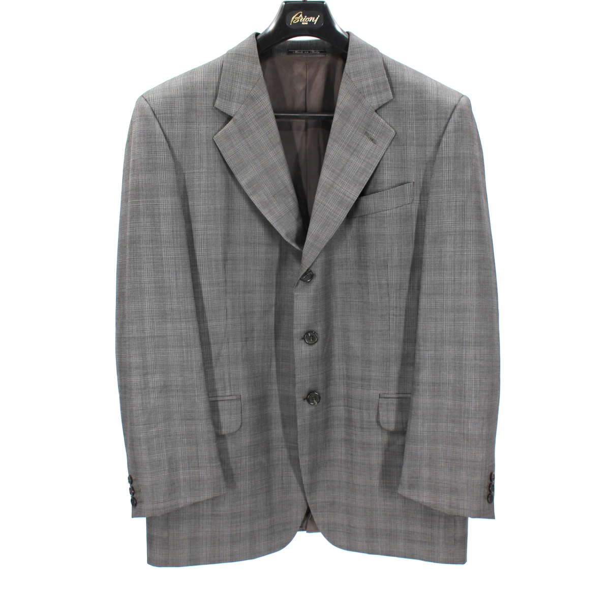 Fendi Super 100s Wool Grey Pincheck Plaid 3 Button Blazer Sport