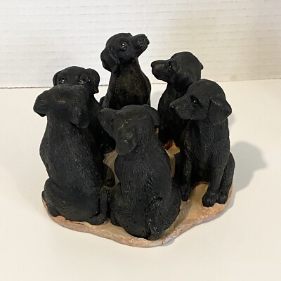 Black Lab Dogs Votive Candle Holder True Friends  #P613 by CCI 2001-2002