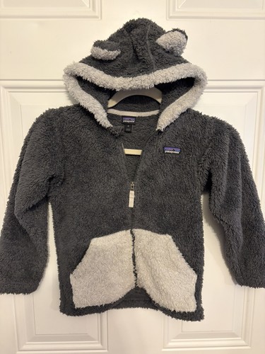 Patagonia Furry Friends Grey Hooded Fleece Jacket 5T