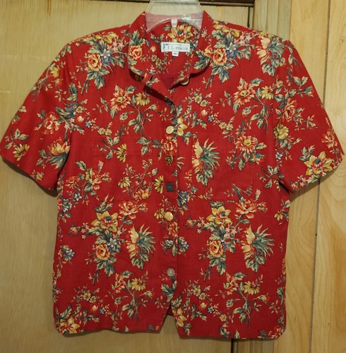Vintage Signature by Jerell Bleistiftrock Damen Gr. 12 rot Blumenmuster Leinen Baumwollmischung - Bild 17 von 17
