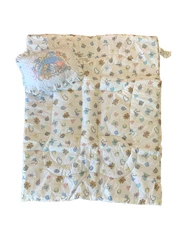 Vintage USA Cuddle Time Baby Crib Blanket Quilt & Pillow Teddy Bear Ruffle Trim