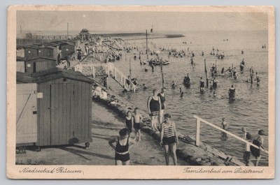 Postcard Nordseebad Büsum family beach, Schleswig-Holstein, Germany A11010