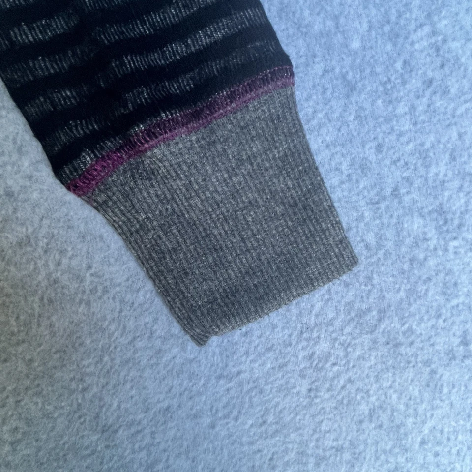 Miss Me Shirt Womens Medium Black Gray Striped Embellished Long Sleeve - Image 3 of 4