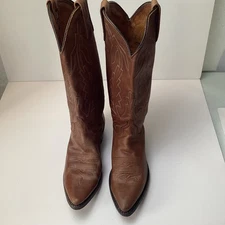 Dan Post Marlboro Western Cowboy Boots Women's Brown Leather Embroidered Details