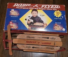 16" Original Radio Flyer No 551 Little Metal/Wood Sled Classic 1917 Toy Red, Box