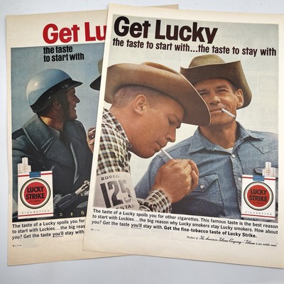 Lucky Strike Cigarettes 1963 Vtg Print Ad lot 10''x13.5'' get lucky police cowboys