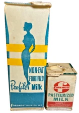 Vintage 1950s Foremost PROFILE Wax Waxed Milk Carton Hoboken New Jersey NJ Diet