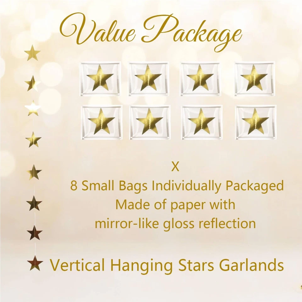 Paquete de 8 Guirnalda Estrella Dorada Colgante Decoración Navidad Noche Estrellada, Estrella Dorada Twinkl Foto 2 de 4