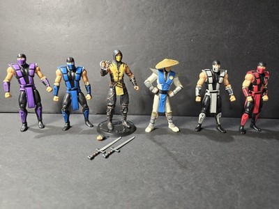 Lot Of 6 Mortal Kombat 3.75'' Raiden, Sub-Zero, Scorpion, Ermac, Rain, Smoke RARE