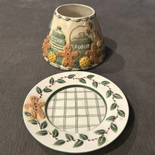 Large Yankee Candle Holiday Christmas  Gingerbread Baking Jar  Topper 2 Pieces