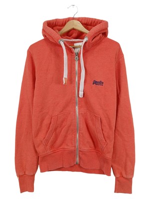 SUPERDRY Herren Sweatjacke Rot Kapuze Reißverschluss Baumwolle Gr S Freizeit