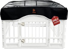 Dog Playpen Mesh Top Cover Pet Play Pen Cover-Keeps Pet 36 Inch 4 Panel Black