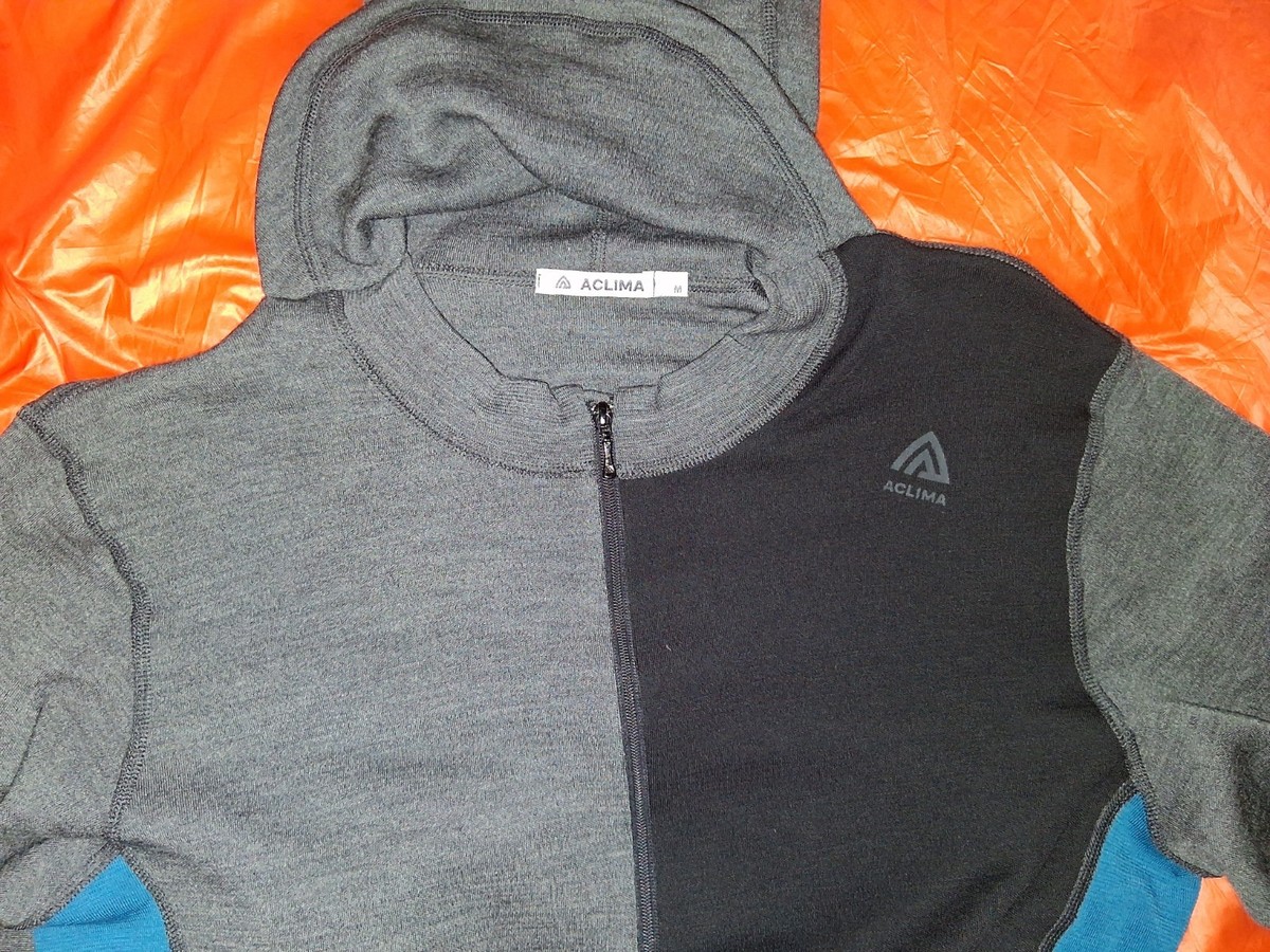 Aclima WarmWool Merino Hoodsweater wZip, Mens Med, Marengo/Black 