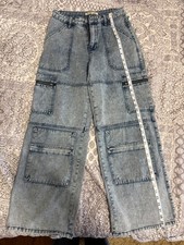 Love Cult Stonewashed Denim Cargo Style Jeans Women Size Small