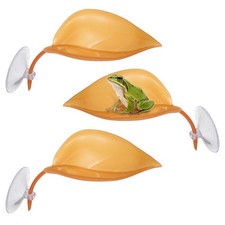 Reptile Leaf Resting Platform with Suction Cups Orange 3Pcs