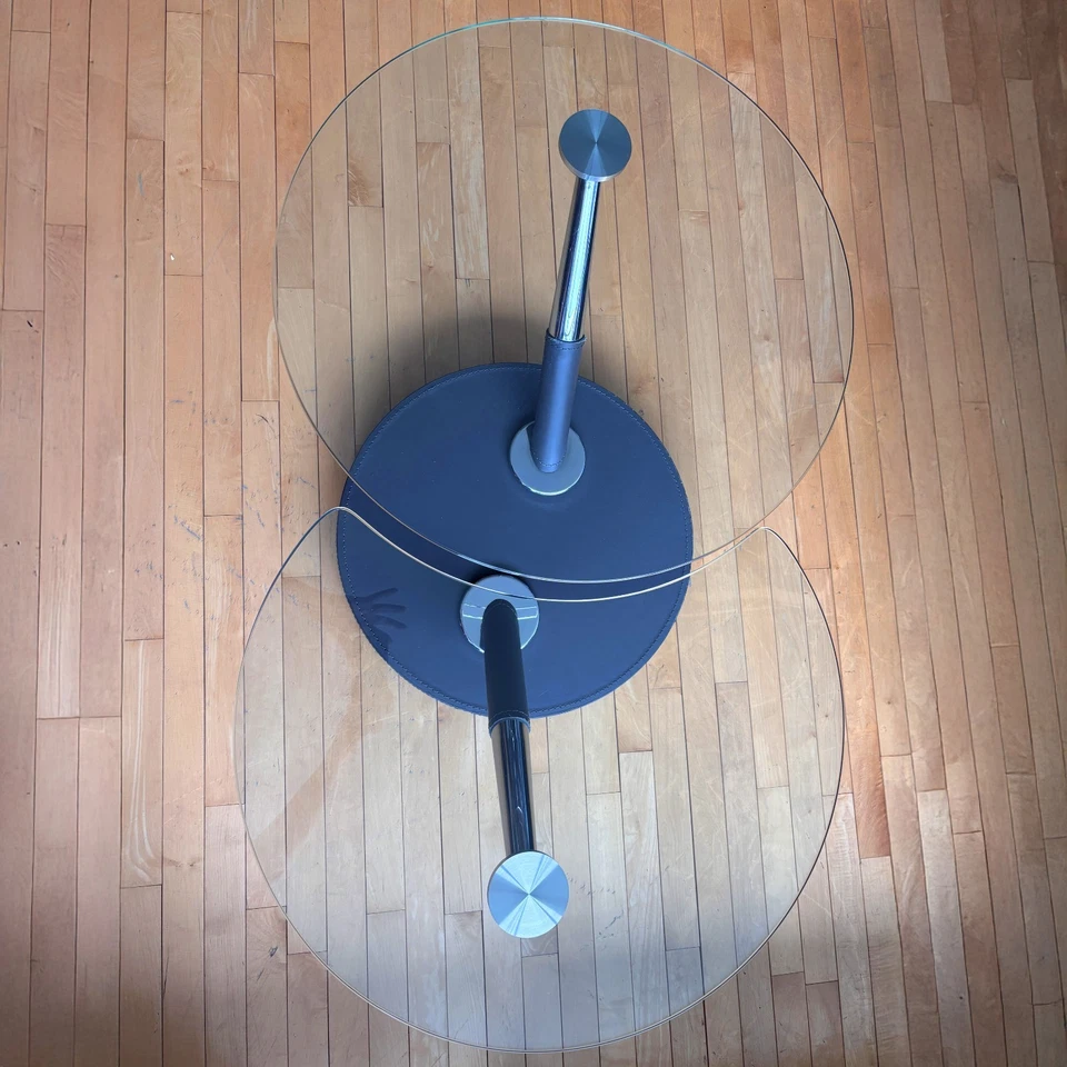 Mesa de centro giratoria vintage Modesto para Magnussen vidrio posmoderno Foto 3 de 4