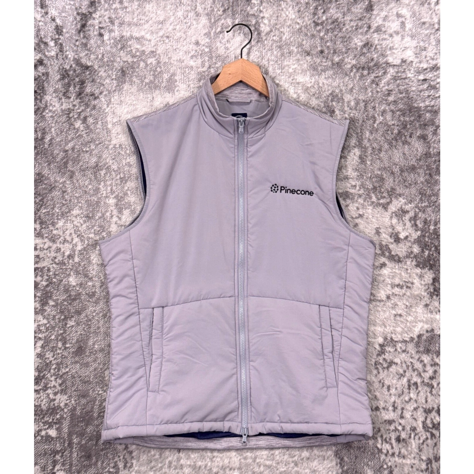 Johnnie O Vest Large Mens Gray Full Zip Insulated Prep Formance