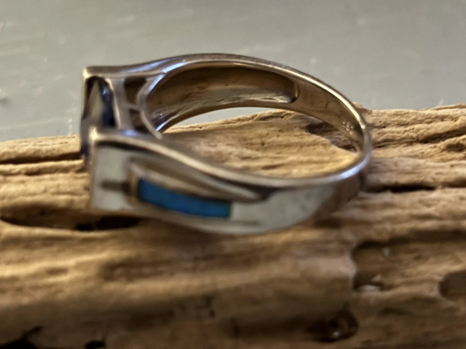 Ópalo azul sintético y tanzanita plata de ley 925 Foto 3 de 3