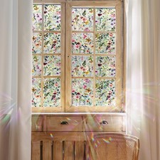 Rainbow Suncatcher Floral Window Film, Privacy Iridescent Static Cling Double...