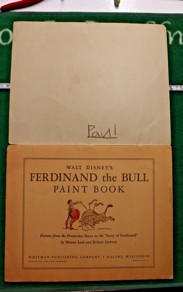 Libro de pintura para colorear Walt Disney’s Ferdinand The Bull 1938 raro años 30 Leaf Lawson Foto 3 de 4