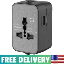 Universal Travel Adapter USB C All in One Worldwide Plug UK US AU                