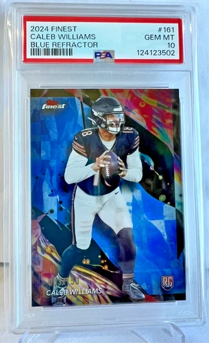 2024 Topps Finest Caleb Williams #161 Blue Refractor /150 RC PSA 10 Bears