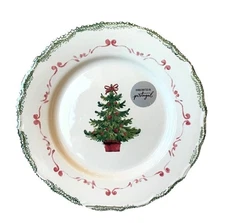 MATCERAMICA Portugal Christmas Tree Dinner Plates 11in Ceramic Set of 4 NEW