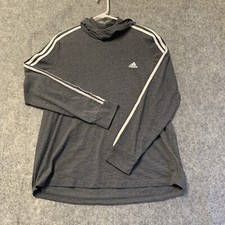 Adidas Hooded Pullover Womens XL Gray Climalite Jogging Long Sleeve