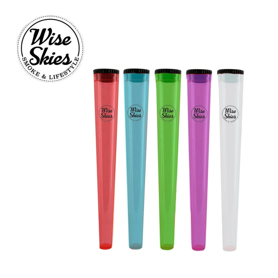 Wise Skies Joint Cig Holder King Size Cone Hard Plastic Airtight Tube 5 Colours